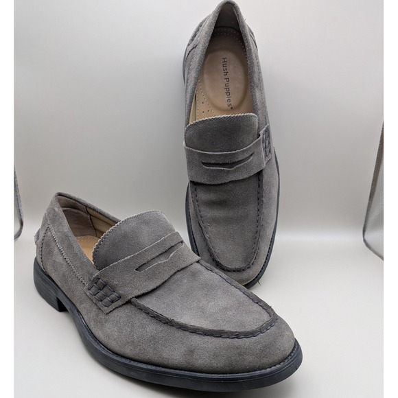 Hush Puppies Other - Hush Puppies Mens Grey Charcoal Suede Slide On Penny Loafer Size 9